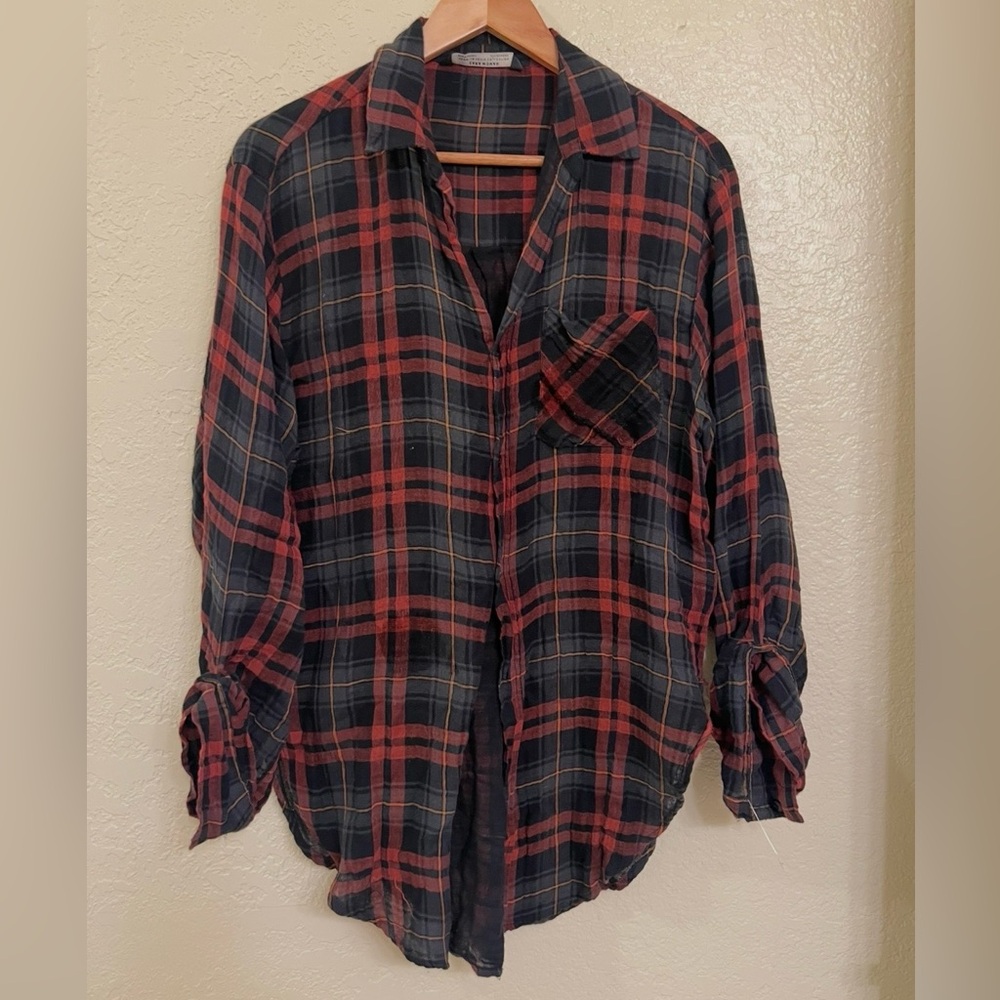 🖤Zara🖤 Black Burgundy Plaid Shirt